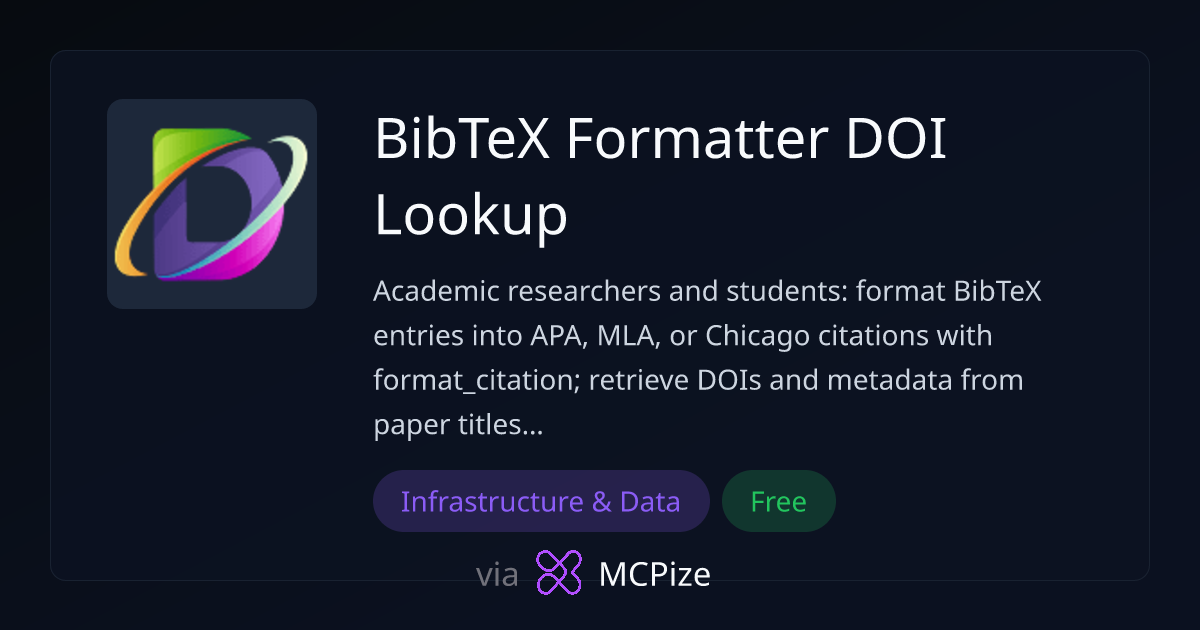 BibTeX Formatter DOI Lookup - MCP Server