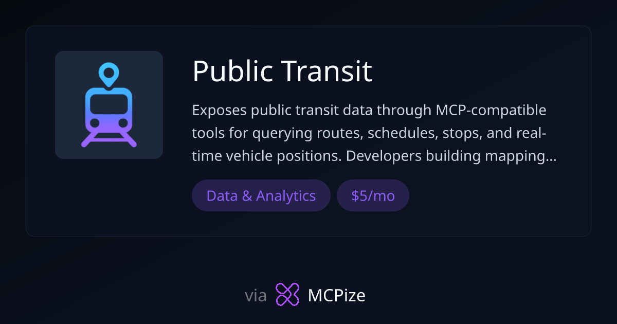@lulzasaur9192/mcp-public-transit: Transit Data Tools